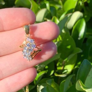 14K GE Rhinestone Necklace CFJ LIND // (Cubic Zirconia?) SEE DESCRIPTION